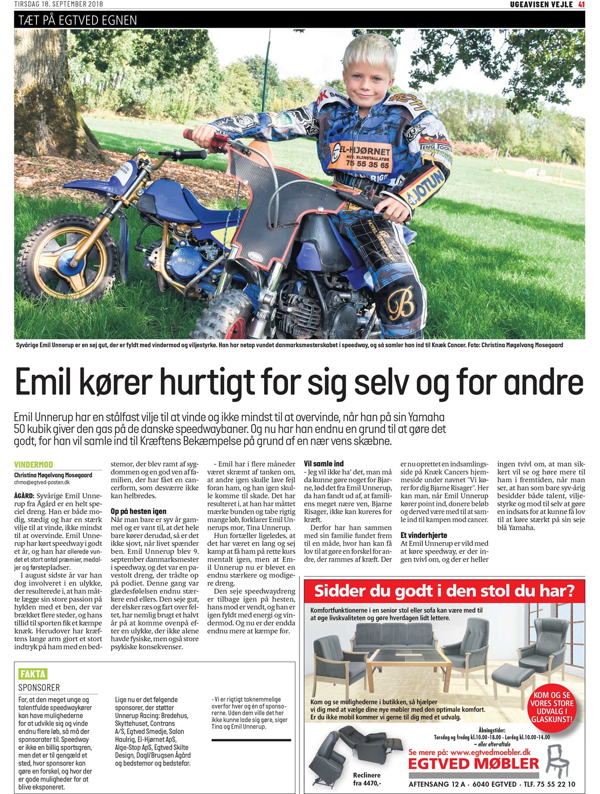 Emil Kører Hurtigt For Sig Selv Og For Andre Egtved Posten